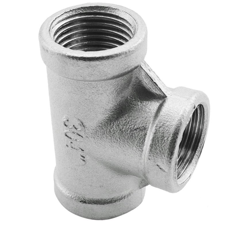 heyous 304 Stainless Steel Female Threaded 3 Way Tee T Pipe Fitting NPT 1/2 Inch Threaded Connector - Image 2